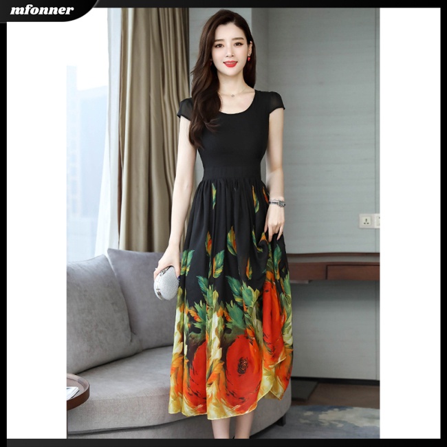 Đầm Dáng Chữ A In Họa Tiết Thời Trang Mùa Hè Cho Nữ