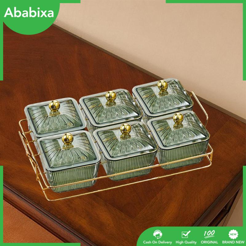[Ababixa] Khay Phục Vụ Đựng Thức Ăn Khô / Trái Cây / Đồ Ăn Vặt Chia Ngăn Đa Năng Có Nắp Đậy Cho Nhà Ở