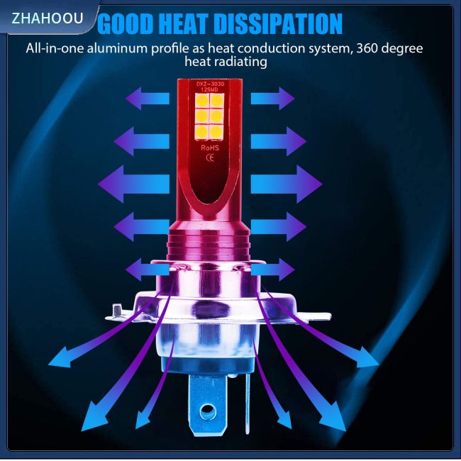 ☃Nhà Cửa☃ Bộ 4 Bóng Đèn Pha Led H4 9003 Hb2 6000k Ip68 Ánh Sáng Trắng Chống Thấm Nước