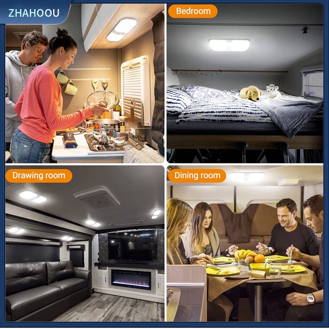 ☃Nhà Cửa☃ Bộ 2 Đèn Led Rv 12-24v 3 Màu Sắc Gắn Trần Nhà Trang Trí Nội Thất