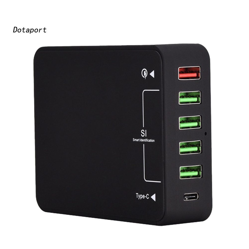 Đầu Sạc Nhanh QC3.0 Type-C 6 Cổng USB KDDT- 8A Cho Điện Thoại