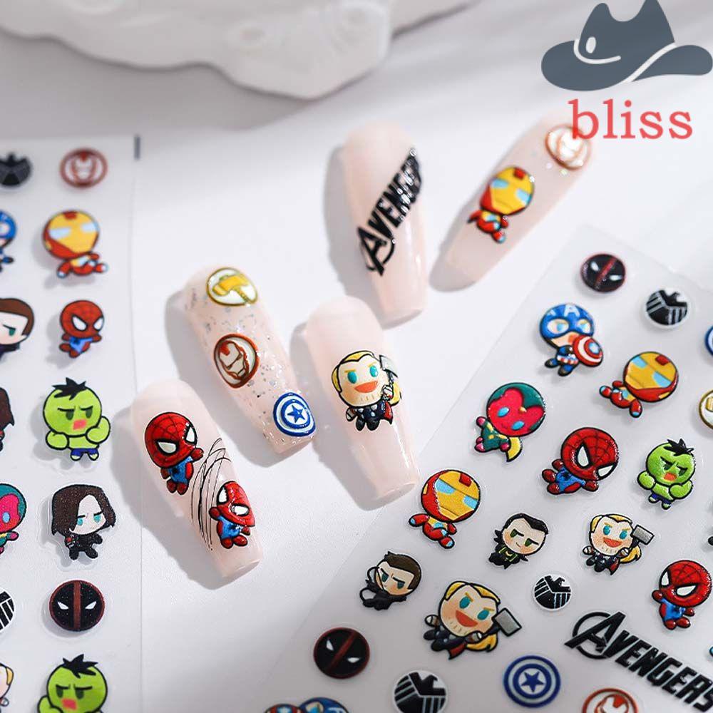 Miếng Dán Trang Trí Móng Tay Tự Dính Họa Tiết Hoạt Hình Avengers