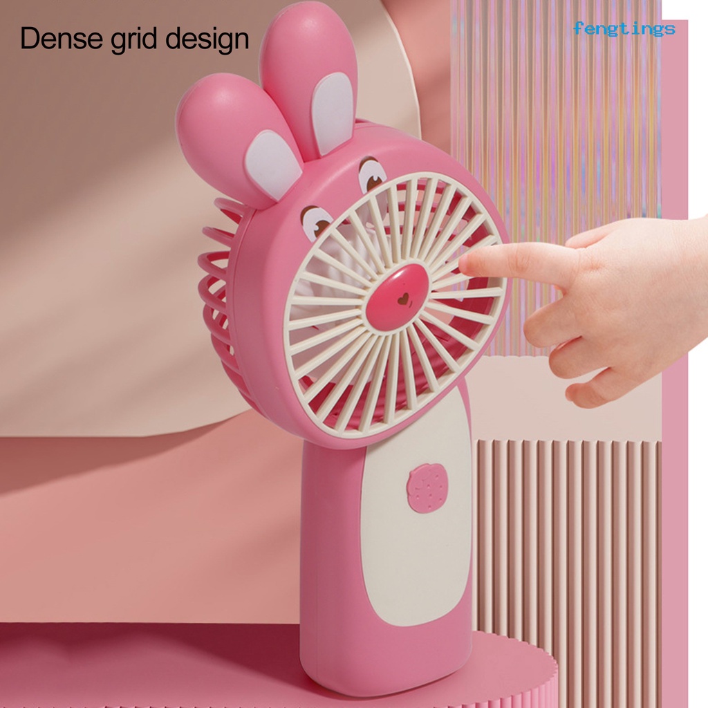 Quạt Cầm Tay [FE] Cánh Xoắn Ốc Hình Thỏ Hoạt Hình Có Thể Sạc Lại Bằng Cổng USB Cho Ký Túc Xá