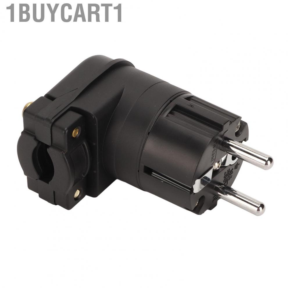 1buycart1 HiFi AC Power Cable Plug  Rhodium Plated L Shape Pure Red Copper Insert Audiophile Grade Connector Male EU 100‑250V for DIY AV Equipment