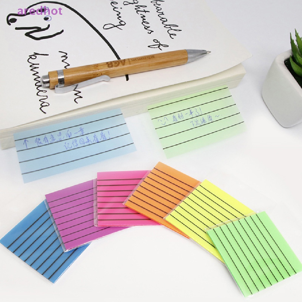 Aredhot Set 50 Tờ Giấy Dán Ghi Chú Trong Suốt Kẻ Sọc Ngang Chống Thấm Nước Và Viết Được Cho Học Sinh Mới