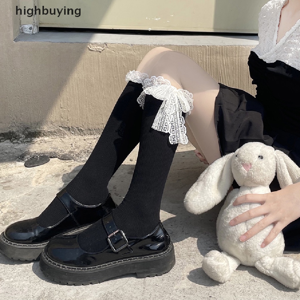 Quần Tất Phối Ren Dài Đến Đầu Gối Co Giãn Phong Cách Lolita Nhật Bản Ngọt Ngào Cho Nữ