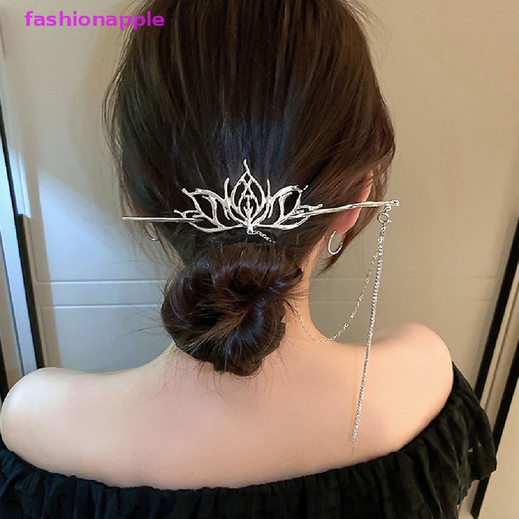 1 Trâm Cài Tóc Hoa Sen Màu Bạc Phong Cách Trung Hoa