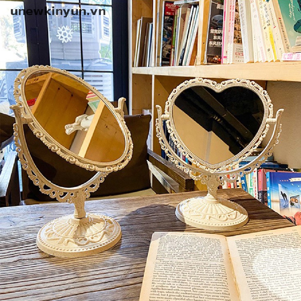 Gương Trang Điểm Xoay Hình Trái Tim Bằng Nhựa Phong Cách Vintage