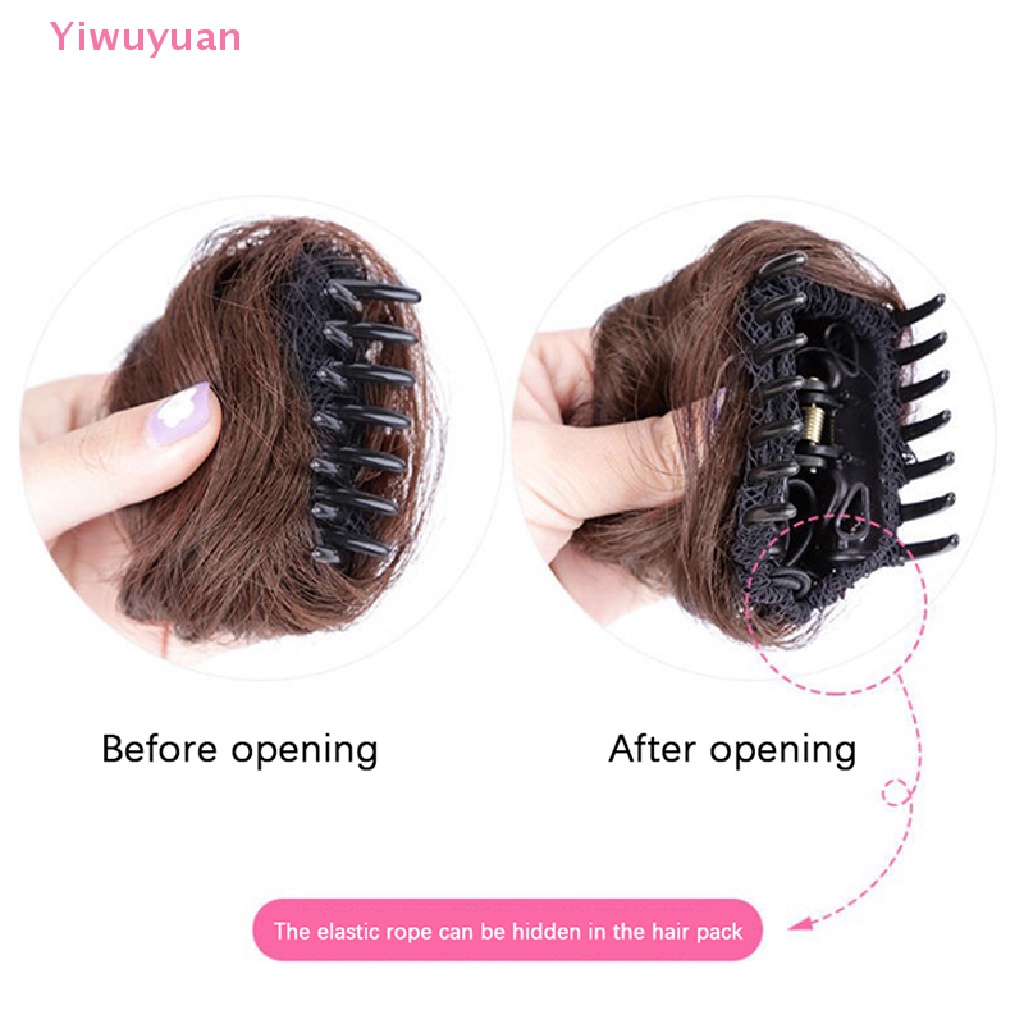 < Yiwuyuan > Kẹp Tóc Giả Thắt Bím Nửa Đầu Dạng Bóng Tròn Mới