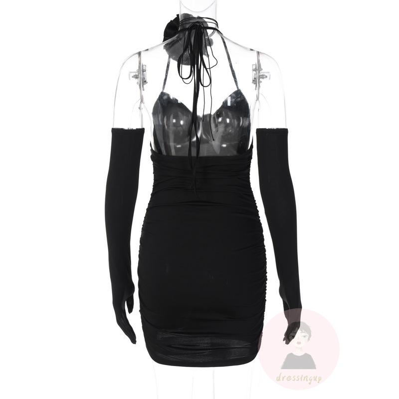 Đầm Ôm Dáng Không Tay Cổ Yếm Kèm Găng Tay Thời Trang Dành Cho Nữ