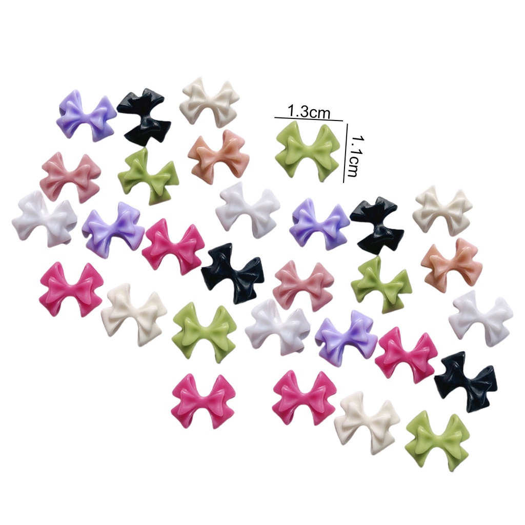 Set 30 Miếng Dán Trang Trí Móng Tay Trong Suốt Hình Nơ 3D DIY