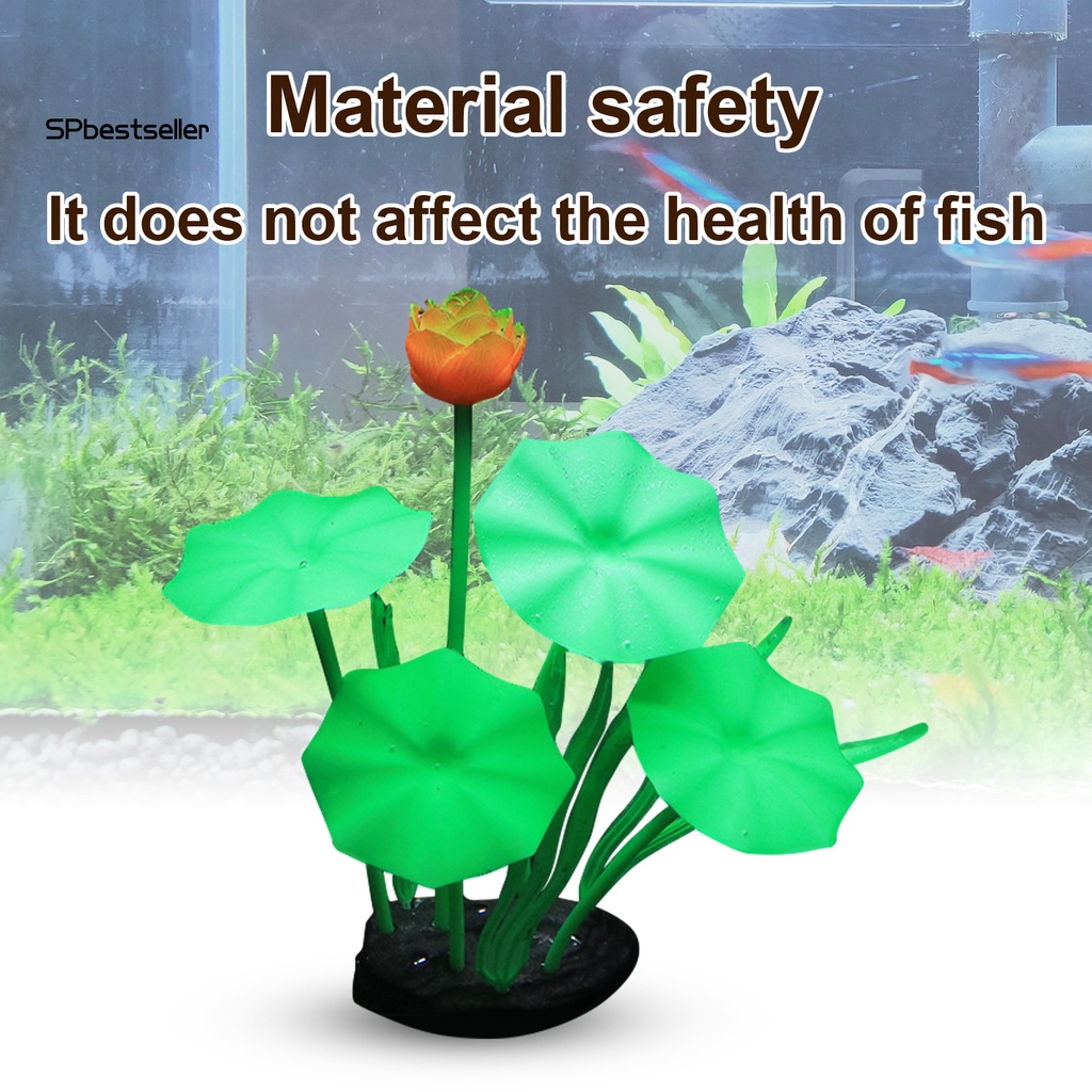 Cây Sen Giả Bằng Silicone Phát Quang Dùng Trang Trí Bể Cá