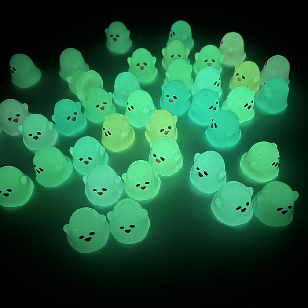 Bộ 2 Tượng Ma Dạ Quang Mini Bằng Nhựa Resin Dễ Thương Dùng Trang Trí