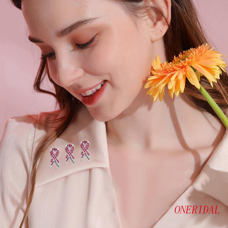 Móc Khóa Đính Đá Ruy Băng Hồng ONERI Dùng Để Trang Trí Quần Áo