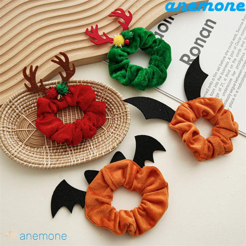 Dây Cột Tóc Scrunchies Bằng Vải Bông Hình Gạc Hươu Giáng Sinh Cho Nữ