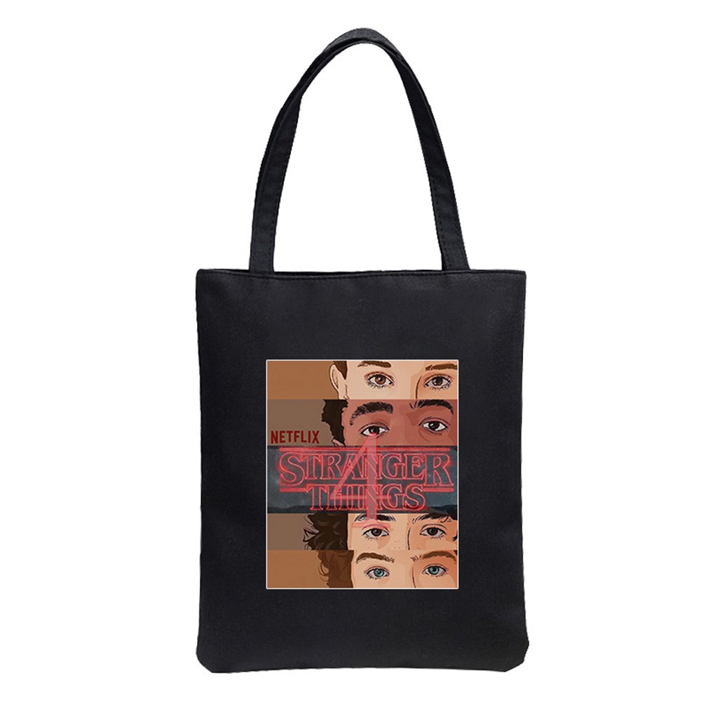 Túi Xách Canvas In Chữ Stranger Things Thời Trang