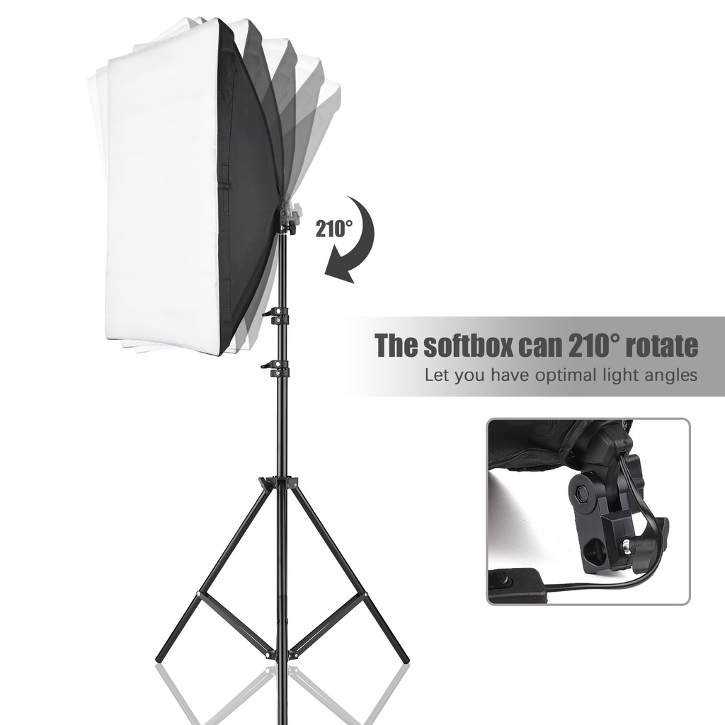Hộp Mềm Andoer 50x70cm Softbox * 2 + 2M Giá Đỡ Ba Chân Bằng Kim Loại Hỗ Trợ Live Stream * 2 Chân Đế Kim Loại Làm Phụ Kiện Chụp Ảnh / Phát Trực Tuyến