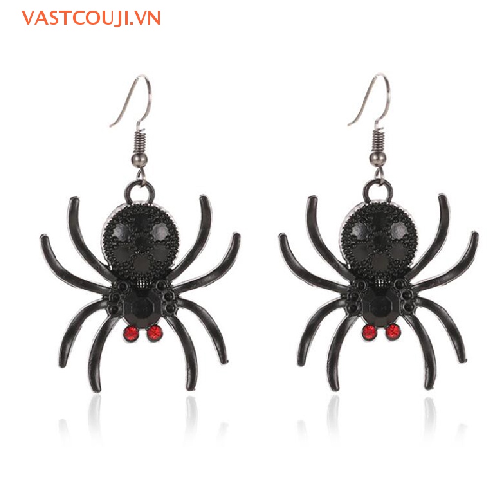 Bông Tai Dáng Dài Hình Nhện Đính Pha Lê Phong Cách Hip Hop Gothic Thời Trang Dự Tiệc Halloween