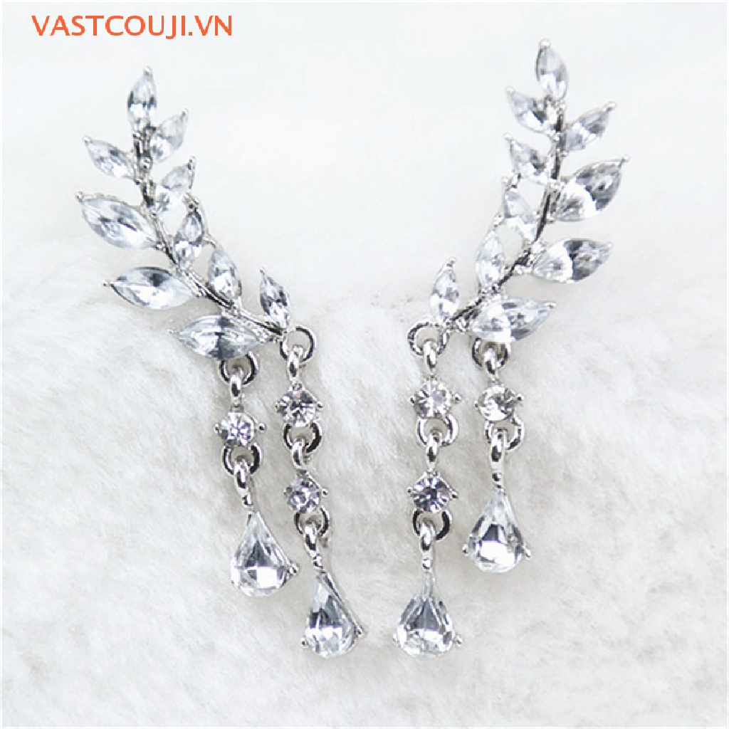 Bông Tai Hình Cánh Thiên Thần / Lông Vũ Đính Ngọc Trai Nhân Tạo Thời Trang Năm 2021 Cho Nữ