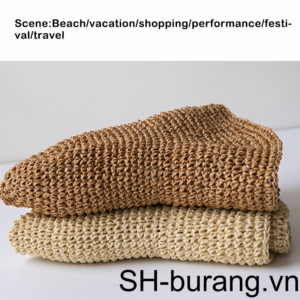 Mũ Cói Rộng Vành Chống Nắng 56-58cm Thoáng Khí Có Thể Gập Lại Trang Trí Cho Nữ