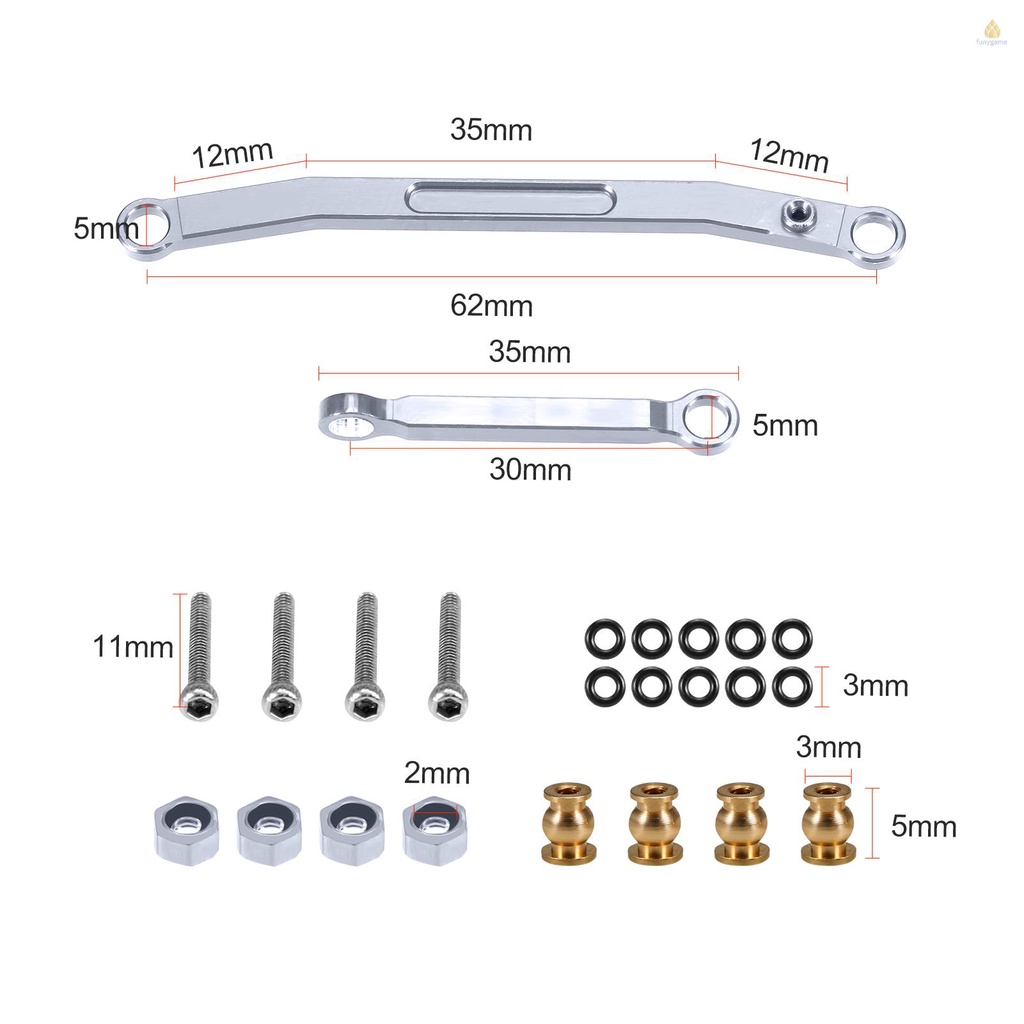 Bộ Phụ Kiện Thanh Nối Bằng Kim Loại Gắn Vô Lăng Xe Hơi Điều Khiển Từ Xa Axial SCX24 AXI90081 AXI00001 Axi0002 1 / 24