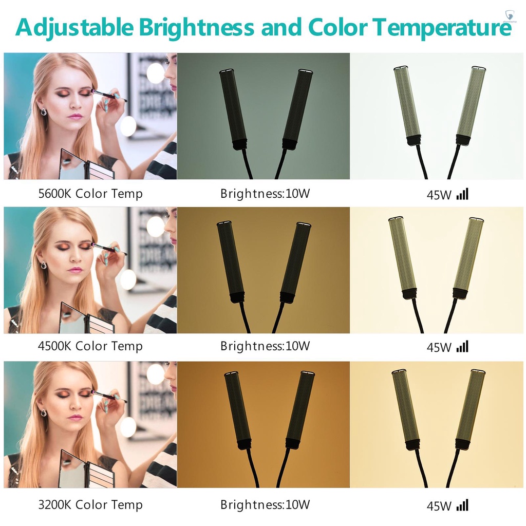 Đèn LED 3200K-4500K-5600K 3 Chế Độ Điều Chỉnh Được Kèm Giá Đỡ Điện Thoại