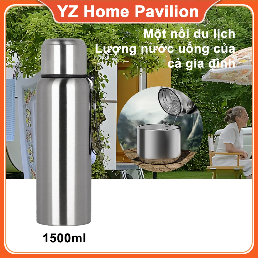 Bình Giữ Nhiệt 1500ml có ống hút inox vacuum tumbler Bình Nước Giữ Nhiệt Thông Minh Bằng Thép Không Gỉ 316 Có Ngăn Lọc Trà Dung Tích Lớn Cho Nam