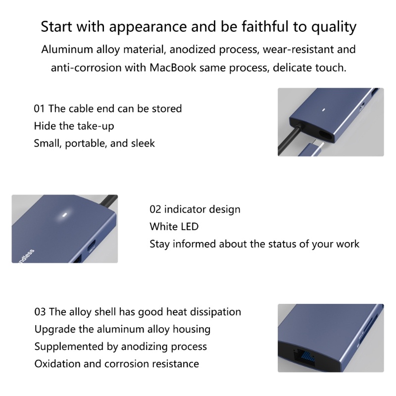 Bộ Chia Cổng USB Type-C Sang HDMI + SD / TF + PD 100W Thông Minh 9 Trong 1