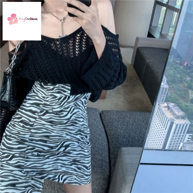 Áo Dệt Kim Tay Dài Trễ Vai Dáng Rộng Thời Trang Mùa Thu Cho Phái Nữ