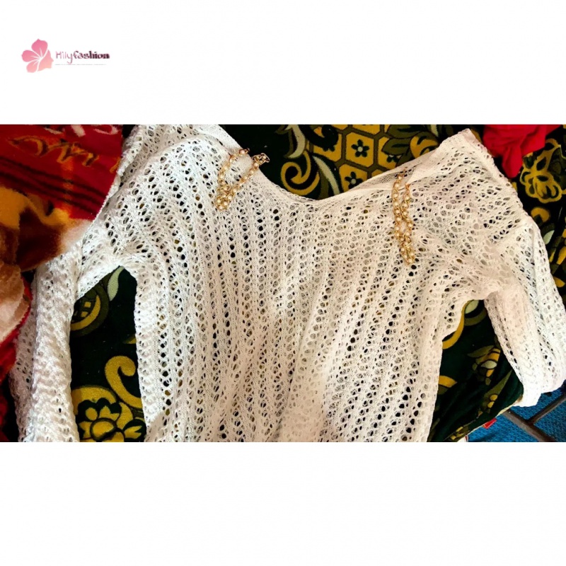 Áo Dệt Kim Tay Dài Trễ Vai Dáng Rộng Thời Trang Mùa Thu Cho Phái Nữ