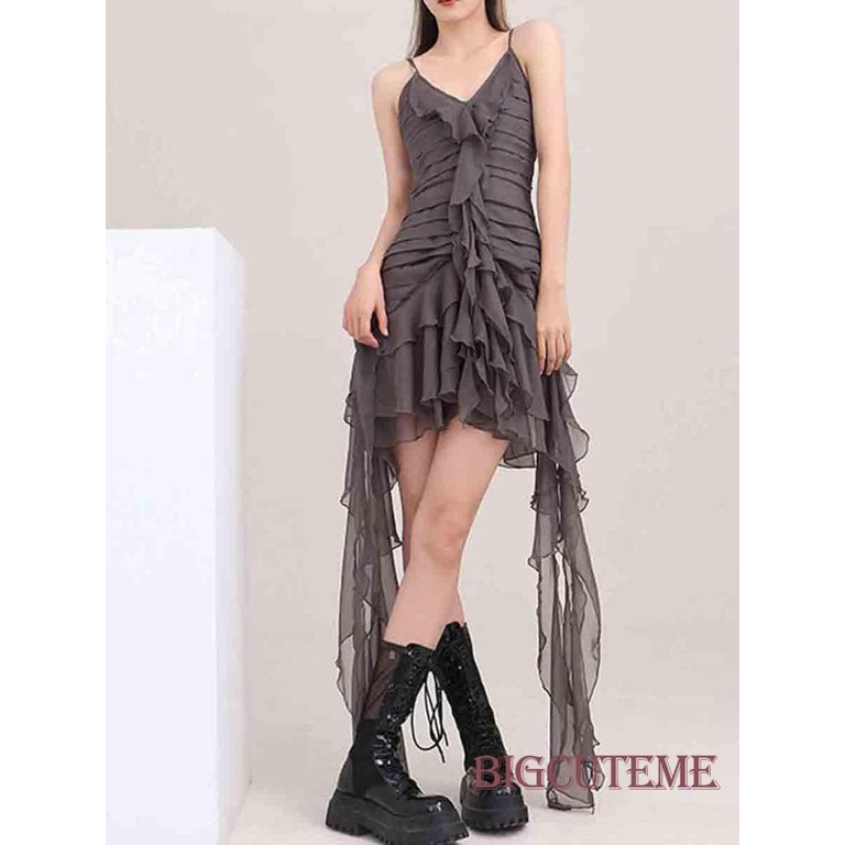 Đầm Hai Dây Cổ Chữ V Màu Sắc Thời Trang Xuân Hè Xinh Xắn Cho Nữ