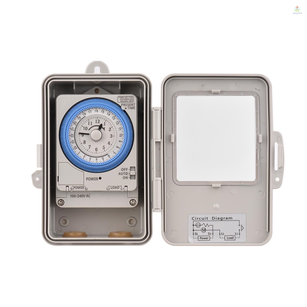 Hộp Công Tắc Hẹn Giờ Điện Tử 24 Giờ IP53 AC 100-240V 15 Phút Có Lỗ Chống Bụi Chống Nước