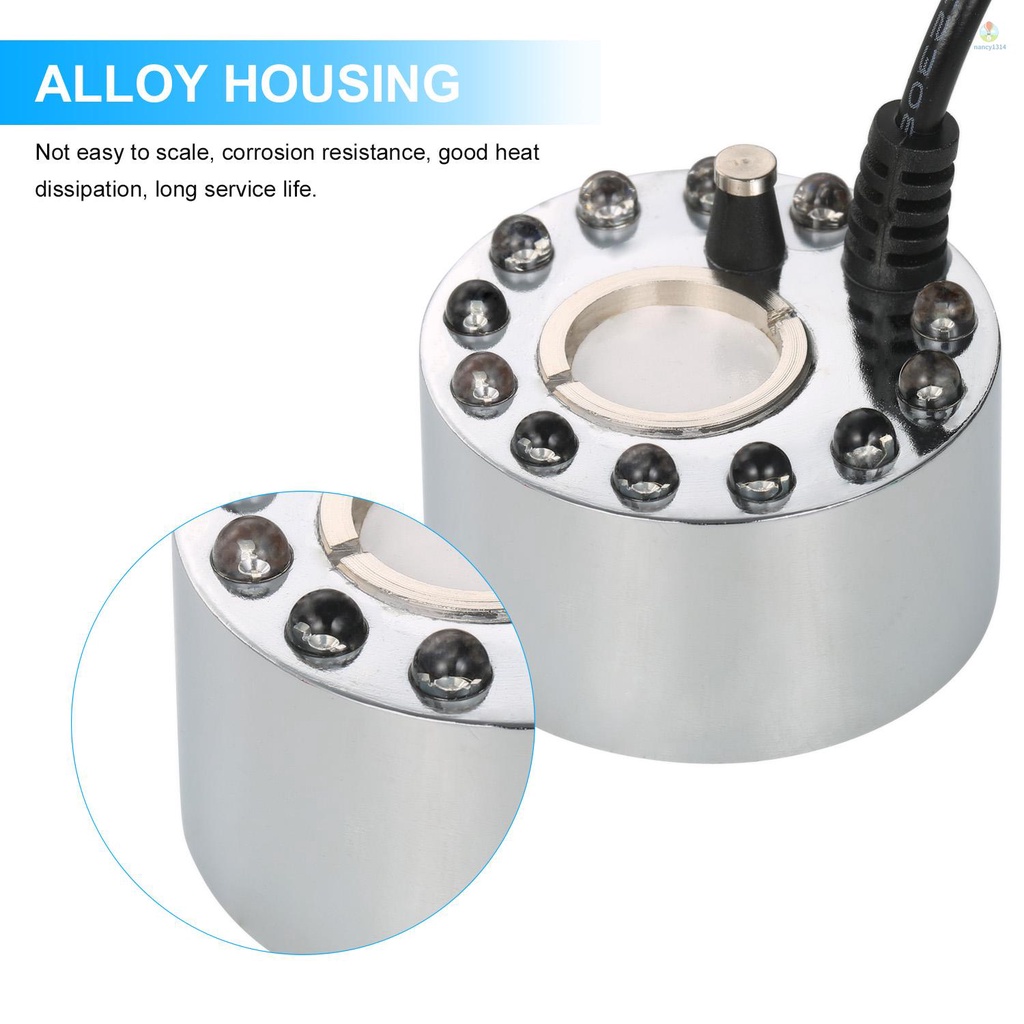 Máy Phun Sương Tạo Sương Siêu Âm 24V 24W Với 12 Đèn LED Và Giá Đỡ Hoa Nhân Tạo Phích Cắm UK Cho Bể Cá / Cảnh Quan