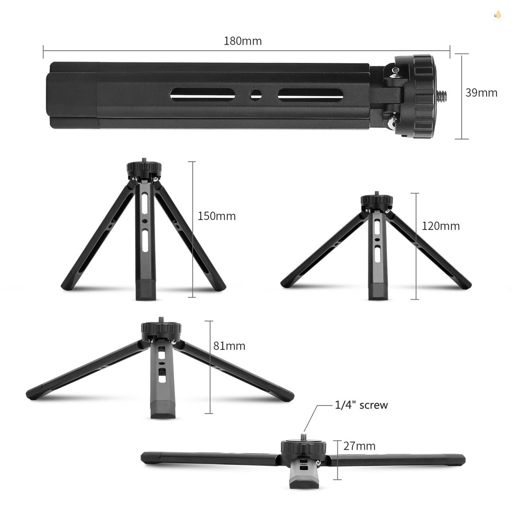 Giá Đỡ Ba Chân Mini Bằng Hợp Kim Nhôm Kèm Ốc Vít 1 / 4 inch Cho Máy Ảnh DSLR ILDC