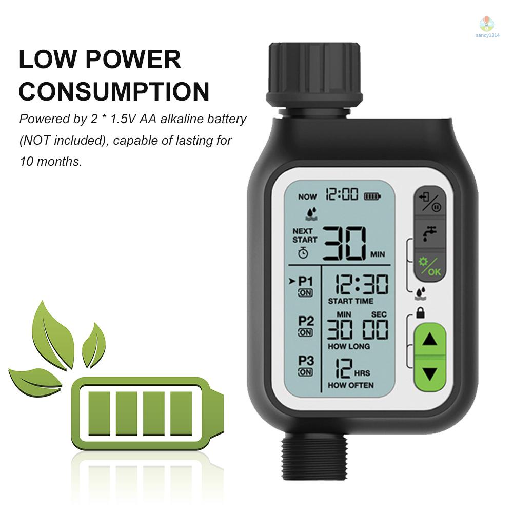 Bộ Điều Khiển Tưới Nước Tự Động Hẹn Giờ Màn Hình LCD Lớn 3 Lập Trình Thời Gian Bảo Vệ Điện Cảm Ứng Mưa
