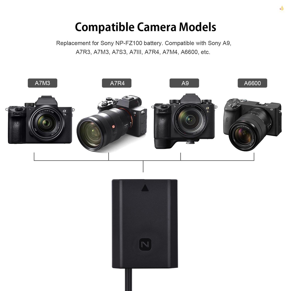 Bộ Nối Pin Andoer DR-FZ100 DC NP-FZ100 Với Cáp Nguồn DC USB Tương Thích Với A9 A7R3 A7M3 A7S3 A7III A7R4 A7M4 A6600 Ca