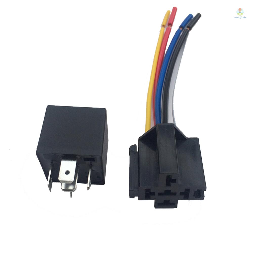Rơ Le Tự Động 12V 40A AMP 5 SPDT 5 Pin 5 Dây Cho Quạt Điều Hòa Đèn GPS Xe Hơi Xe Tải