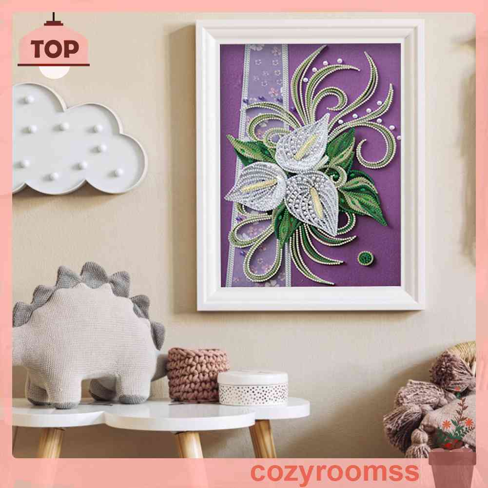 Bộ Tranh Đính Đá 5D Họa Tiết Chiếc Lá Độc Đáo DIY Dùng Trang Trí Nhà Cửa