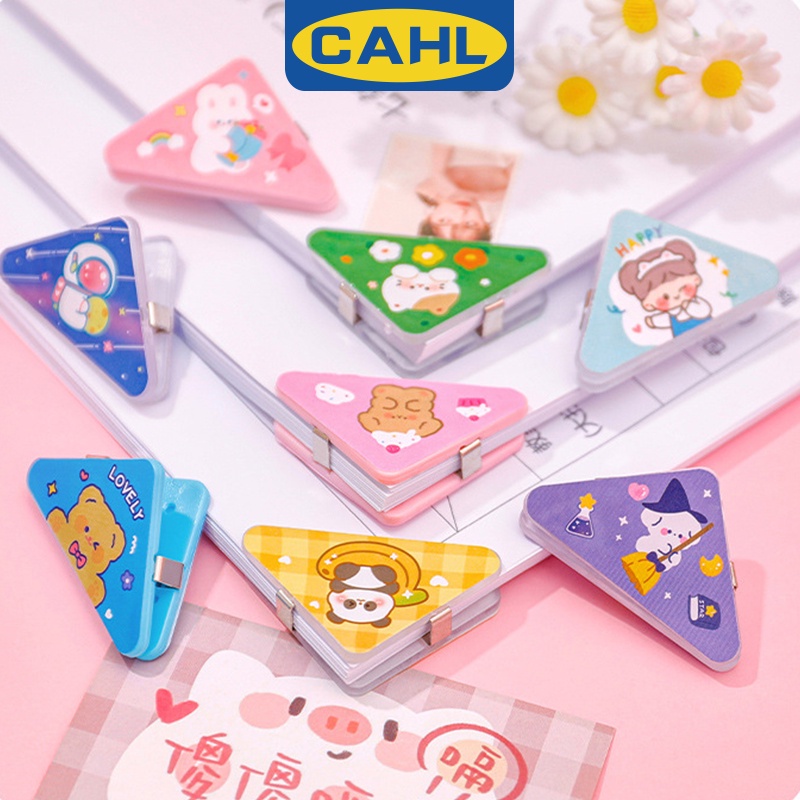 Dễ Thương Kẹp Giấy Ghi Chú Bằng Nhựa Hình Tam Giác Họa Tiết Hoạt Hình Đáng Yêu