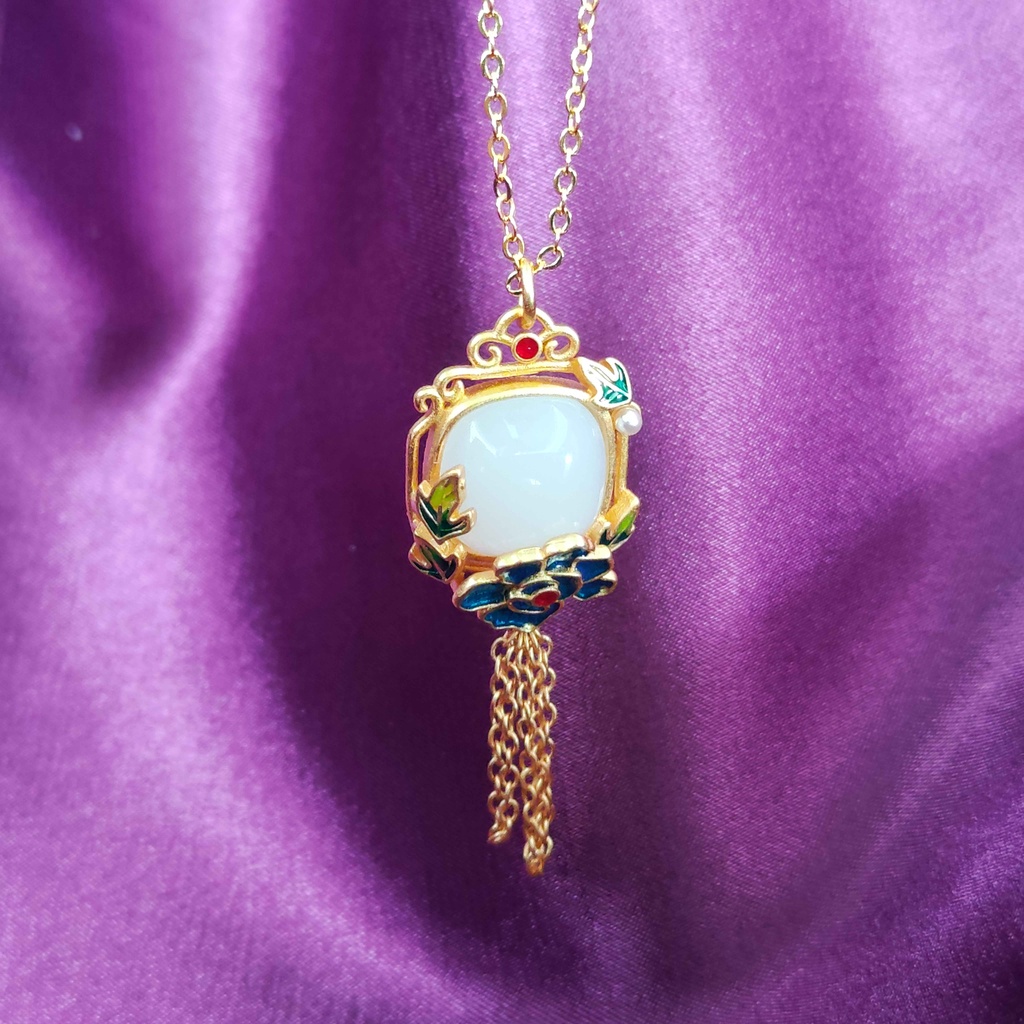 A7 | Bộ Trang Phục Thời Trang Trung Hoa Cổ Điển Bằng Ngọc Bích Vàng 18K Hetian Không Phai Màu FL14