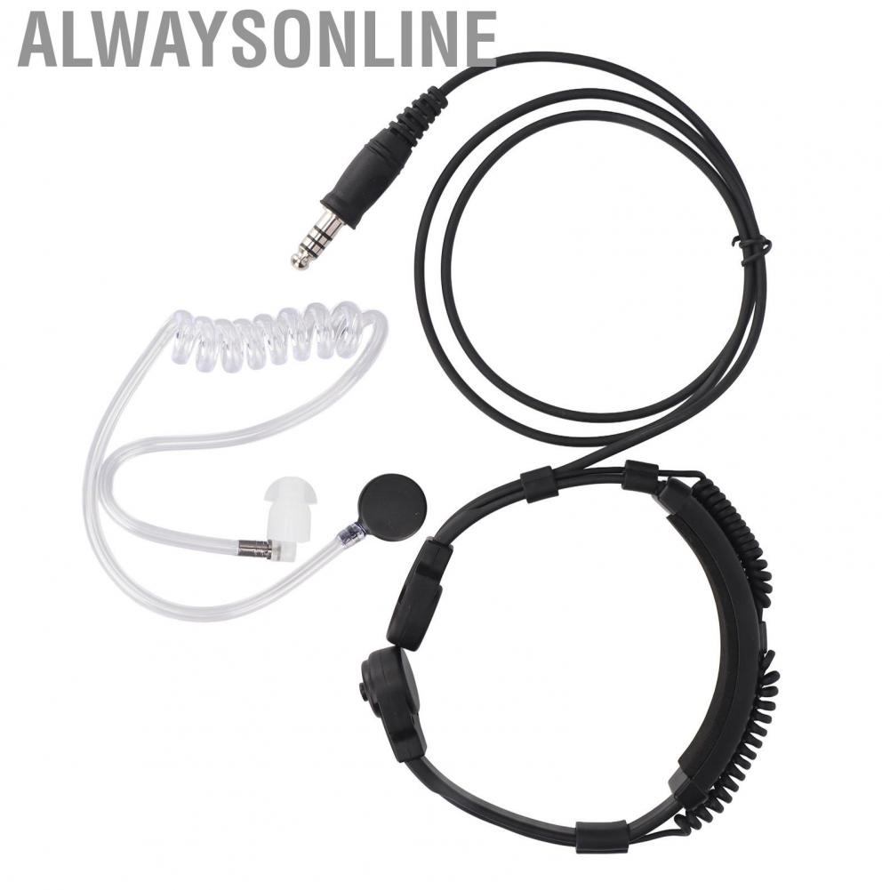 Alwaysonline Air Tube Earpiece  Retractable ABS Throat Mic Headset Ergonomic Heavy Duty Noise Resistant Dual Transponder for Walkie Talkies