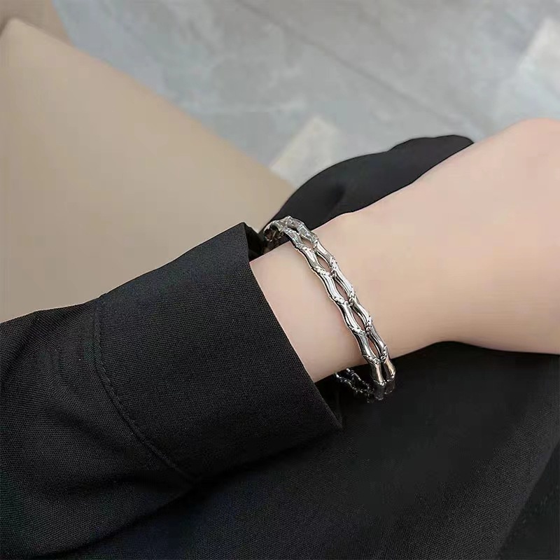 Vòng Đeo Tay Hai Lớp Thắt Nút Bằng Hợp Kim Phong Cách Hàn Quốc