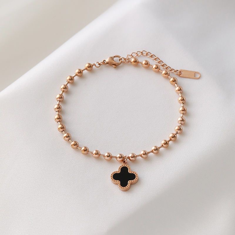 Vòng Tay Hạt Tròn Bằng Thép Titan Mạ Vàng 18K Phong Cách Hàn Quốc Đơn Giản Thời Trang Cao Cấp