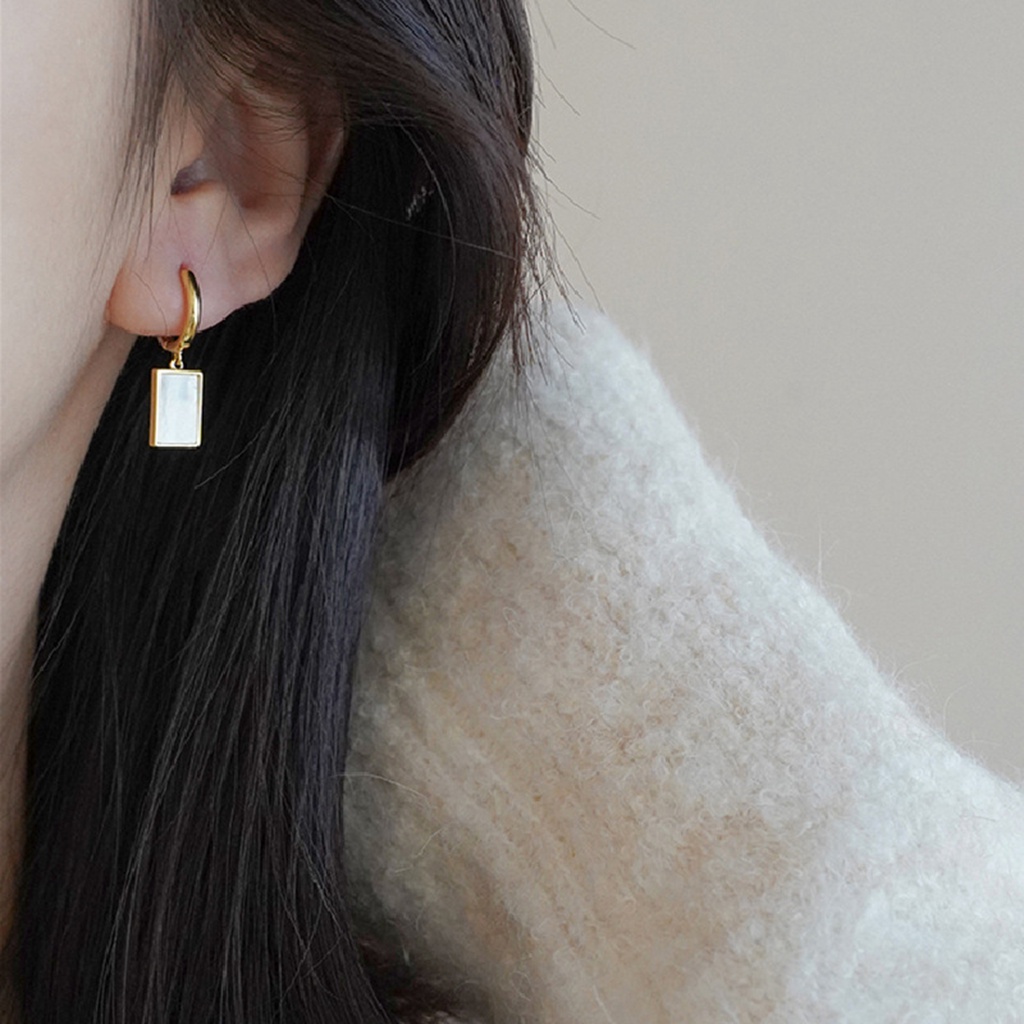 1 Đôi Bông Tai Hình Học Bằng Thép Không Gỉ Chống Dị Ứng Màu Sắc Tương Phản Dành Cho Nữ