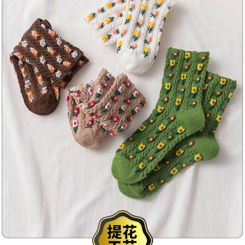 Vớ Cotton Cổ Vừa In Họa Tiết Hoạt Hình Phong Cách Đường Phố Thời Trang Xuân Thu Cho Nữ