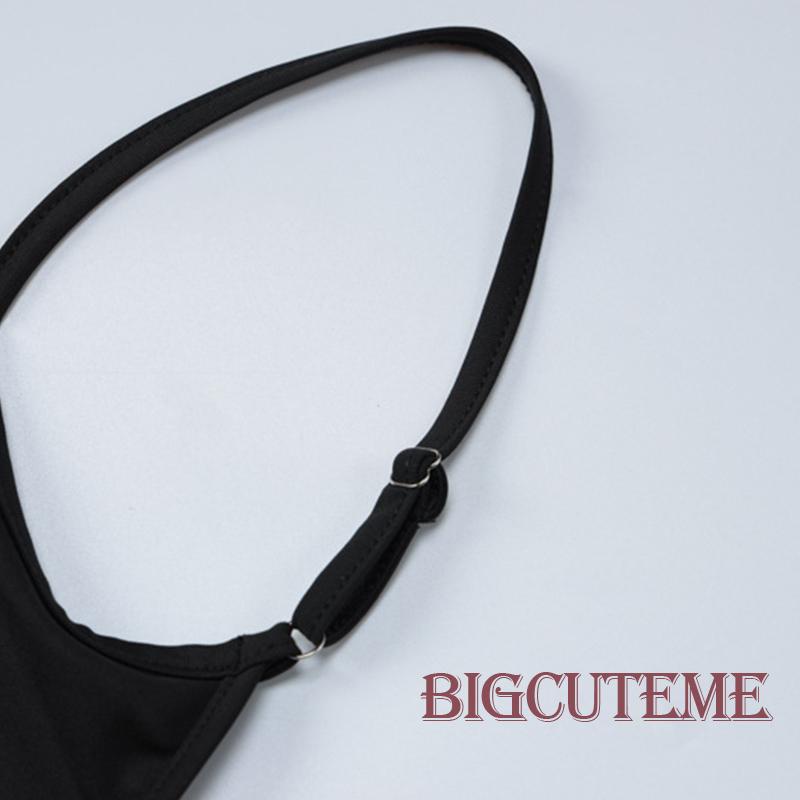 [] - Đầm Hai Dây Màu Đen Trơn Hở Lưng Xẻ Tà Điều Chỉnh Được Thời Trang Mùa Hè Cho Nữ