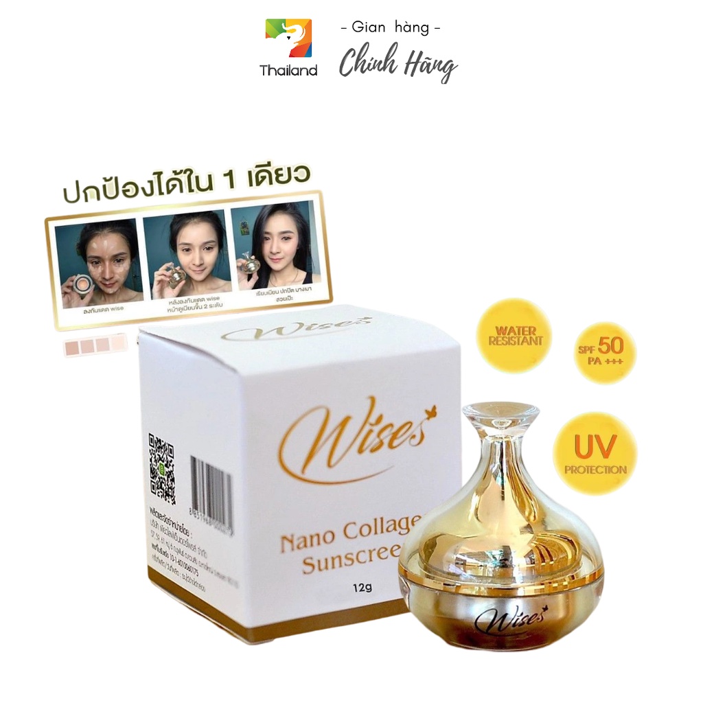 Kem chống nắng, che khuyết điển, làm trắng Wise Nano Collagen suncreen