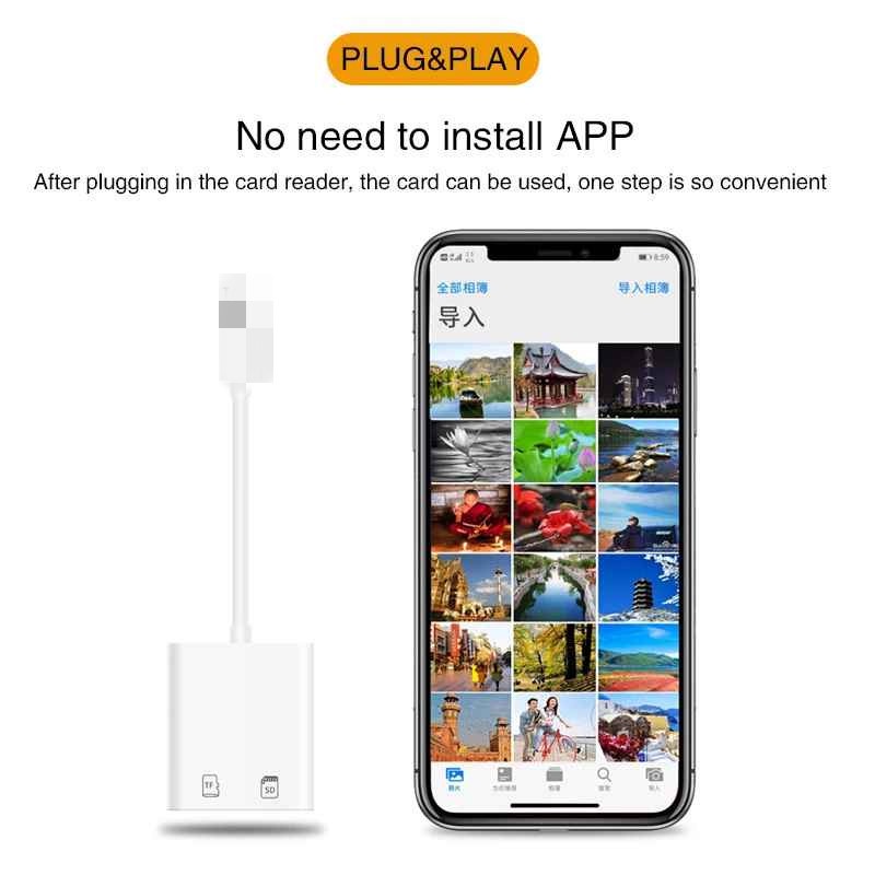 Đầu Đọc Thẻ Nhớ Ankndo Đầu Đọc Thẻ Nhớ SD TF 2 Trong 1 Cho i/phone 13 12 8Pin Sang SD TF Cho iOS 13