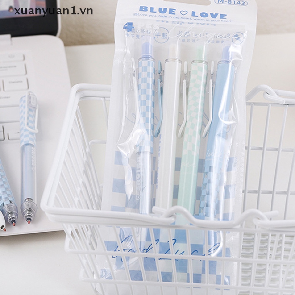 Set 4 Bút Bi Ngòi 0.5mm Họa Tiết Trái Tim Xinh Xắn