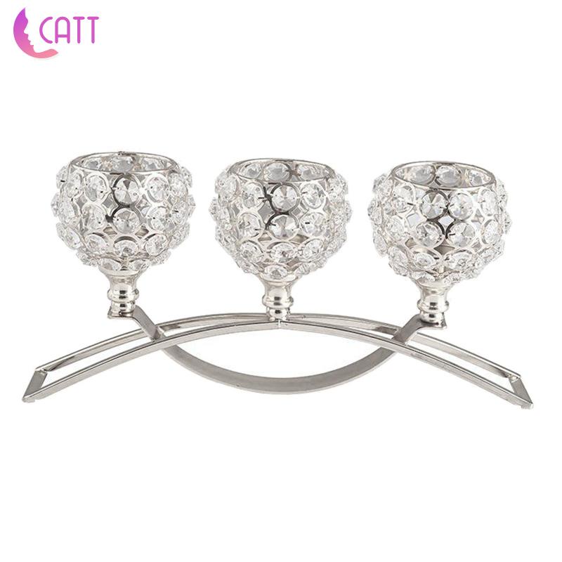 Giá Đỡ Nến Pha Lê 3 Ngăn Trang Trí Bàn Tiệc Cưới